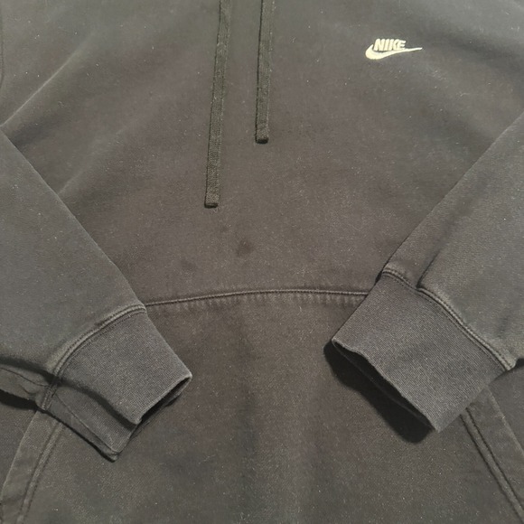Nike Hoodie Swoosh Logo Pullover Hooded Sweatshirt Black Men's Size 2XL - Picture 4 of 15